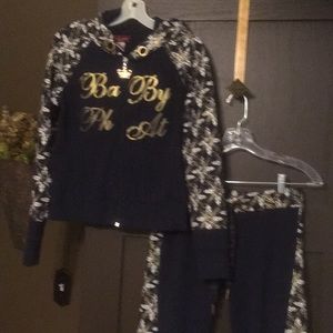 Baby Phat 2 PC set Navy/gold Medium Great Cond.